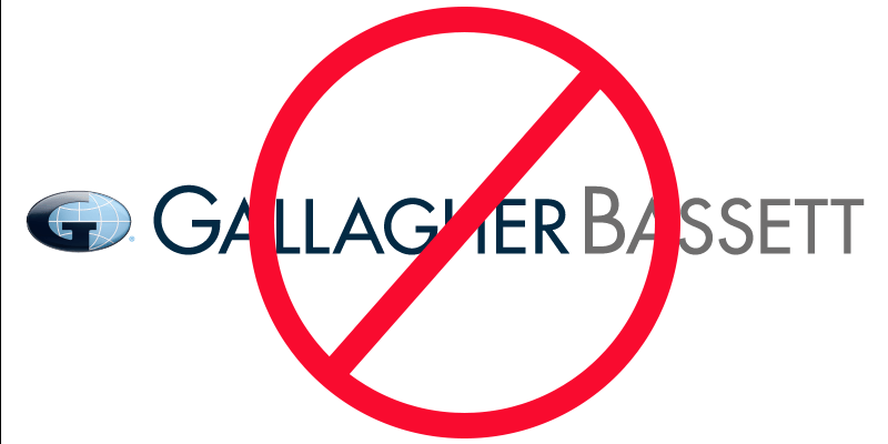 Gallagher Bassett with a stop/no symbol.