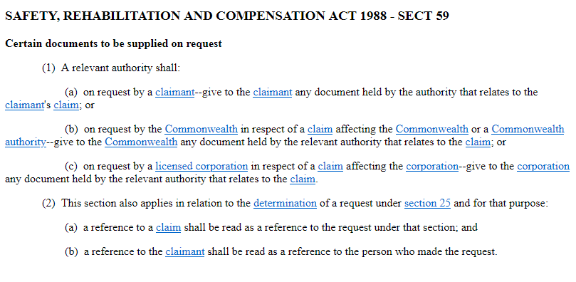 Section 59 of the Safety, Rehabilitation and Compensation Act 1988.